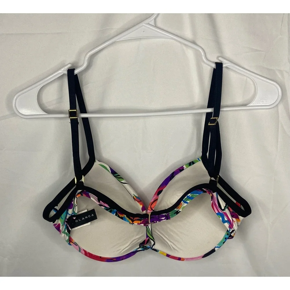 La Blanca Floral Underwire Bikini Top Multi Color Abstract‎ Womens 12